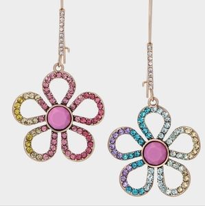 BETSEY LOVE FEST OPEN HEART DROP EARRINGS PASTEL MULTI